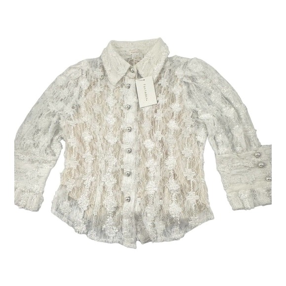 Foxiedox Long Sleeved Graceful Lace Pearl Buttons Victorian Blouse Size XS - Picture 3 of 11